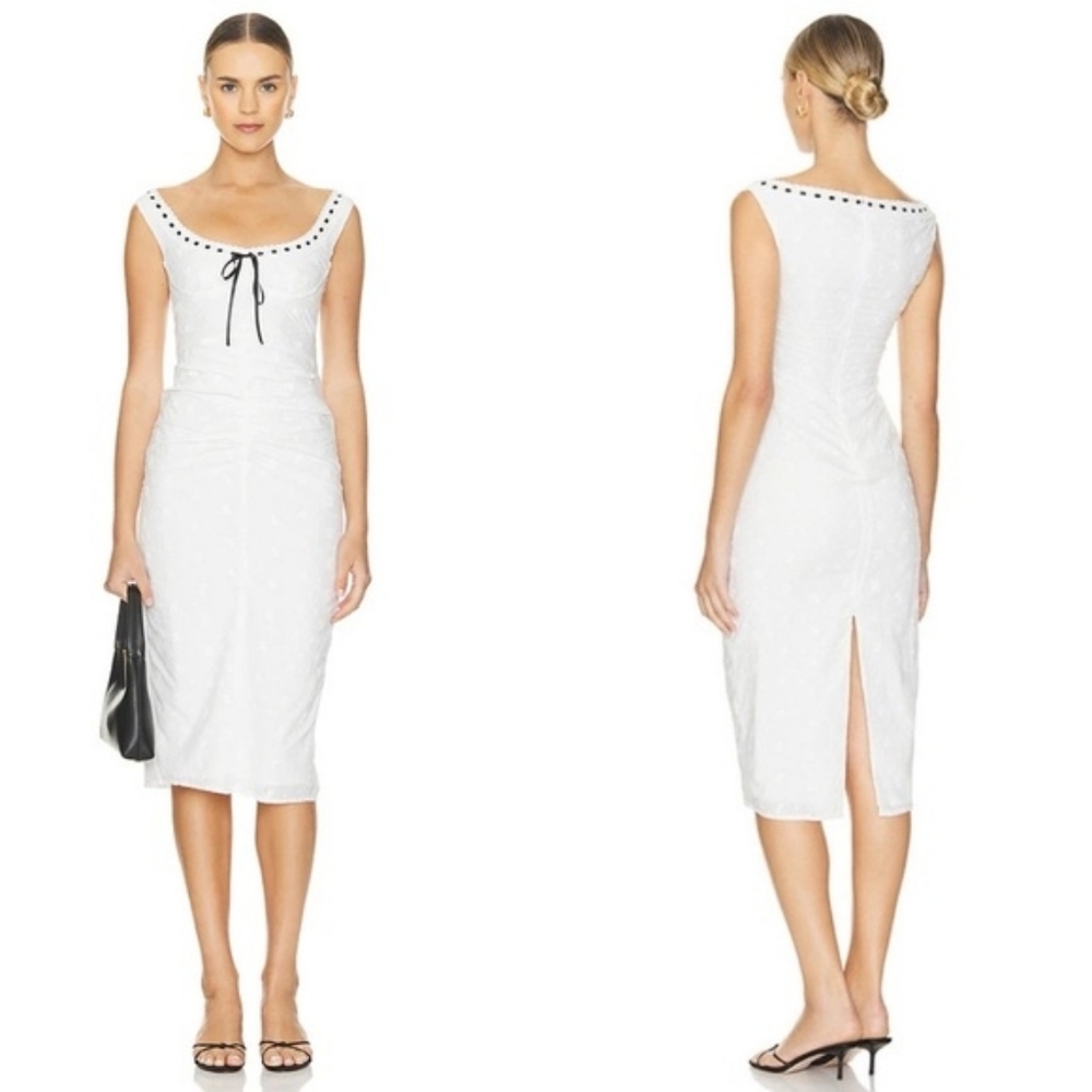 Elegant White Dress with Black Accents